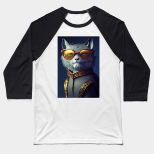 Funny cat face with funky glasses Baseball T-Shirt